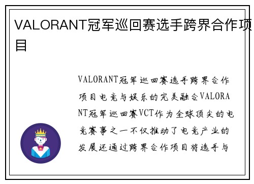 VALORANT冠军巡回赛选手跨界合作项目
